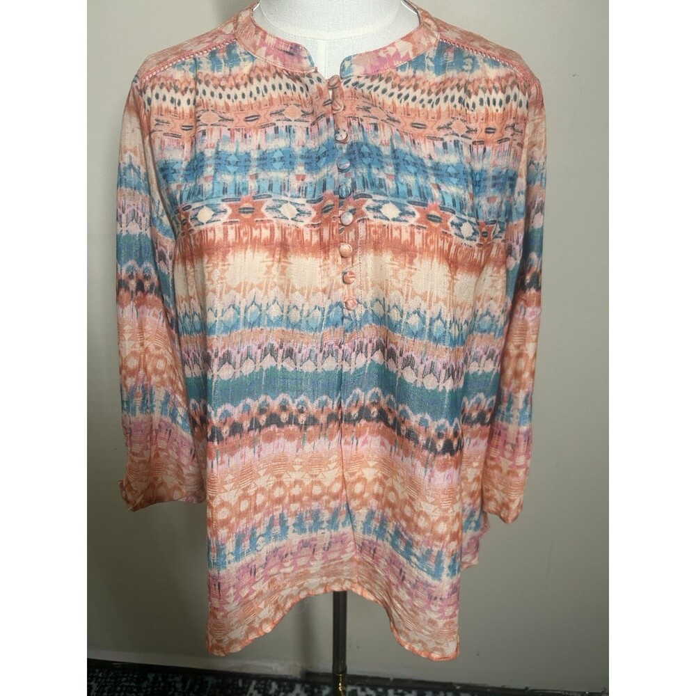 Cocomo Women's Pullover XL Multicolor Aztec Print Lightweight 315